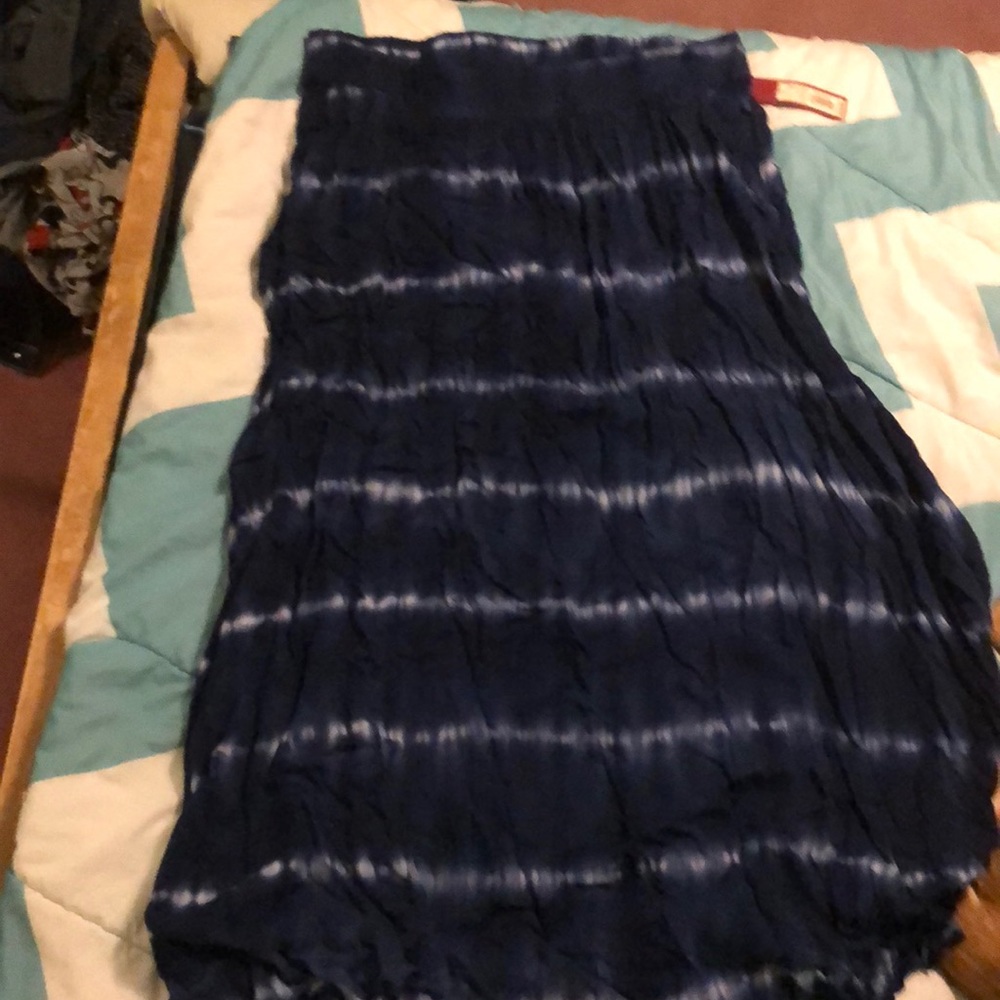 Blue and white tie die long skirt